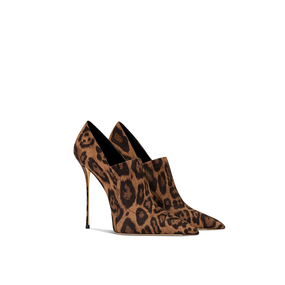 

2025 Spring New Pointed Toe Stiletto Heels Women Brown Leopard Print Dress Shoes Elegant Unique