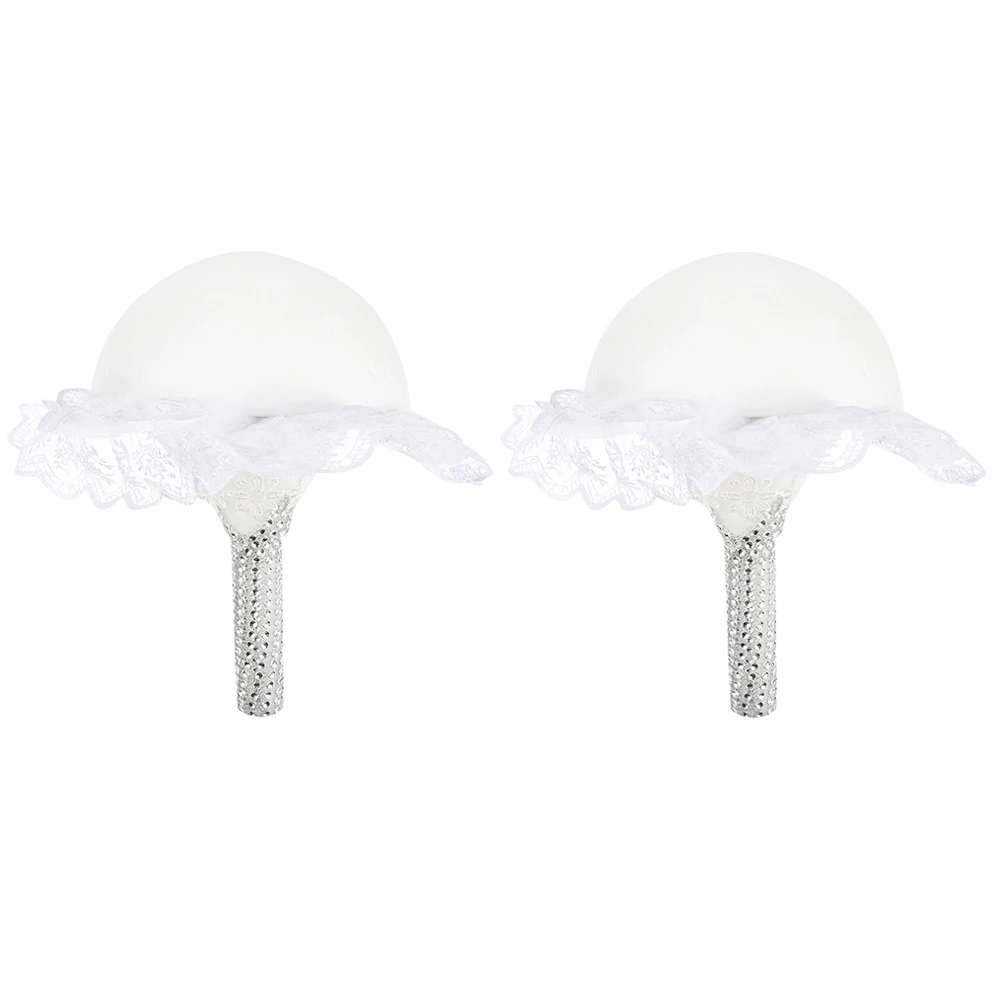 2pcs Flower Mold Floral Handle Wedding Bridal Bouquet Holder Foam Stem For Party Decor Bridal Flower Bouquet Holder
