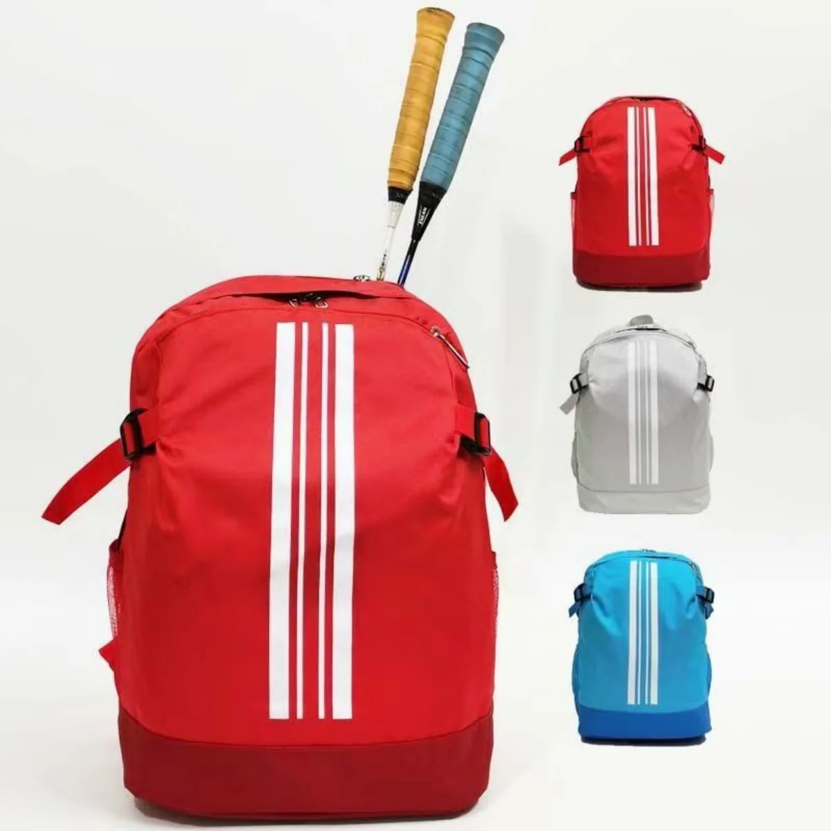 

Badminton backpack with independent shoe compartment, racket isolation layer, racket fixing strap