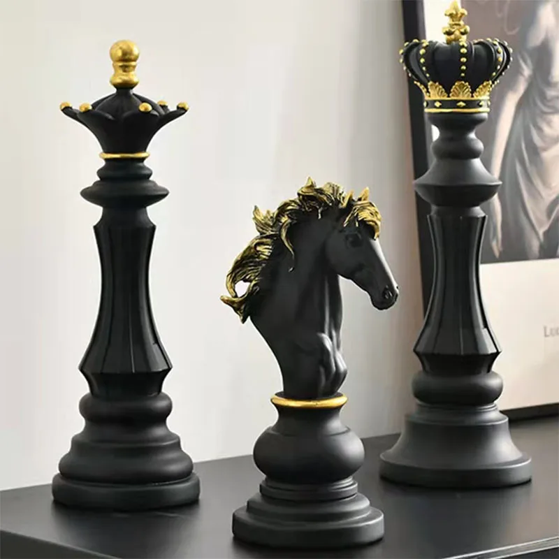 Chess Pieces Statue Resin King Queen Figure For Interior Home Living Room Office Sculpture Study Decoration Piece Ornament