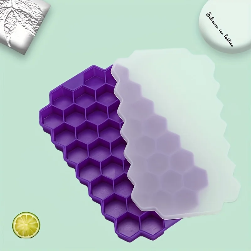 Food Grade Silicone Honeycomb with Lids - Easily Removable Mould for Ice Cream, Cold Drinks, Whiskey Cocktails - BPA-Free view 2