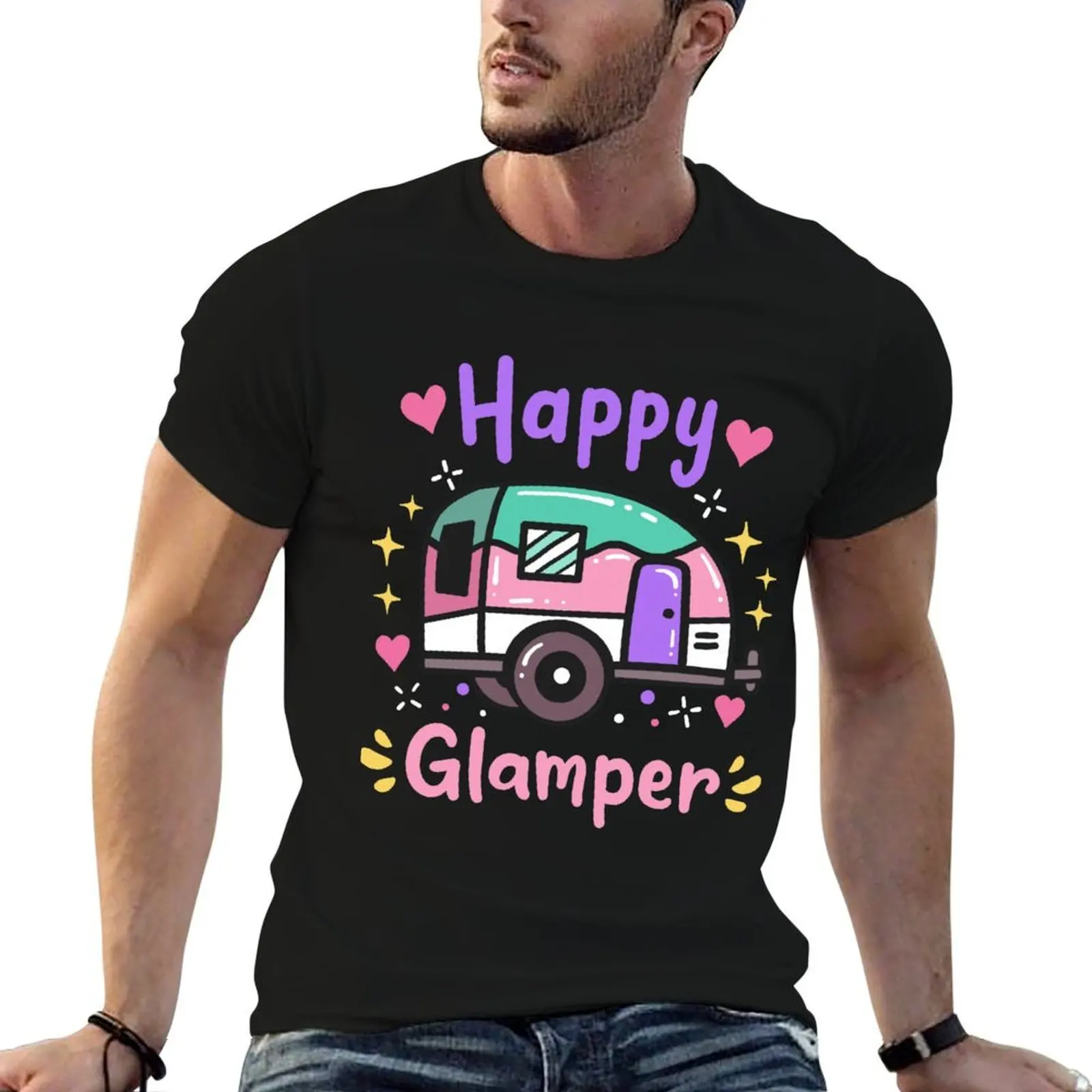 

Glamper Glamping Camping Caravan T-Shirt t shirts for man cotton funny cotton t shirts man 100% T-Shirt