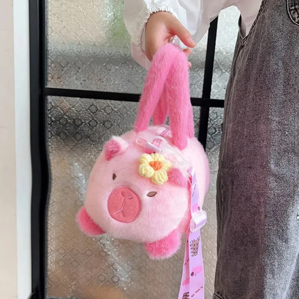 

Сумка для хранения, полипропиленовая хлопковая сумка-ведро с капибарой, корейский стиль, мягкая сумка с мультяшными животными, креативная сумка через плечо с цветком и пандой, рабочая сумка