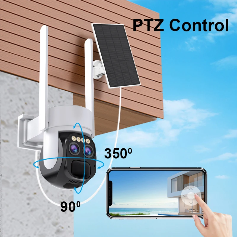 HD 6MP CCTV 4G Solar Camera WIFI Outdoor Waterproof 3K Dual Lens 10X Optical Zoom Motion Detection Home Security Camera