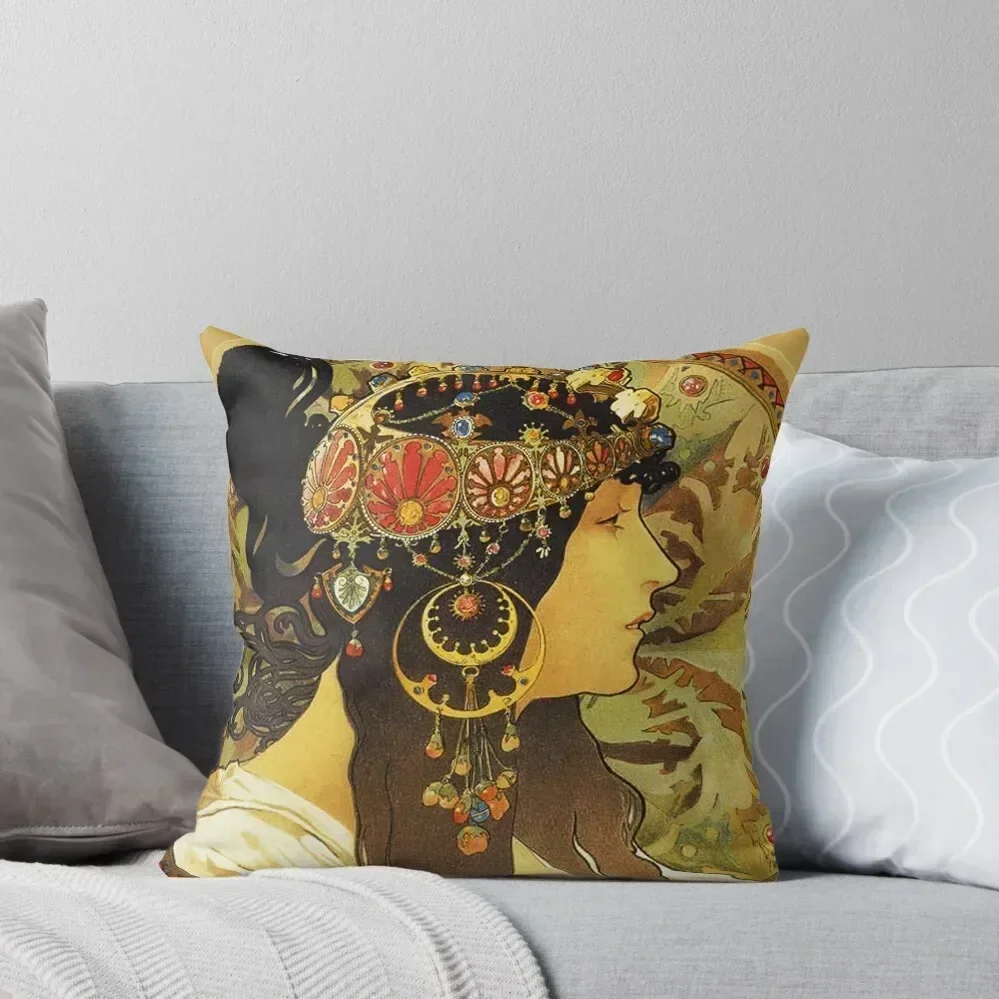 HD Byzantine Heads: Brunette (1897) Mucha T shirts/Pillows/and more Throw Pillow Cushions For Children pillow