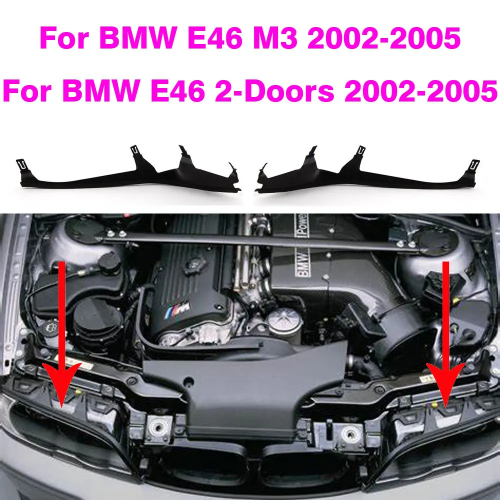 Car Front Upper Headlight Cover Strip Set Trims Headlight Sealing Strip Gasket For BMW E46 2 Door 323i 325i  328i 330i 2002-2005