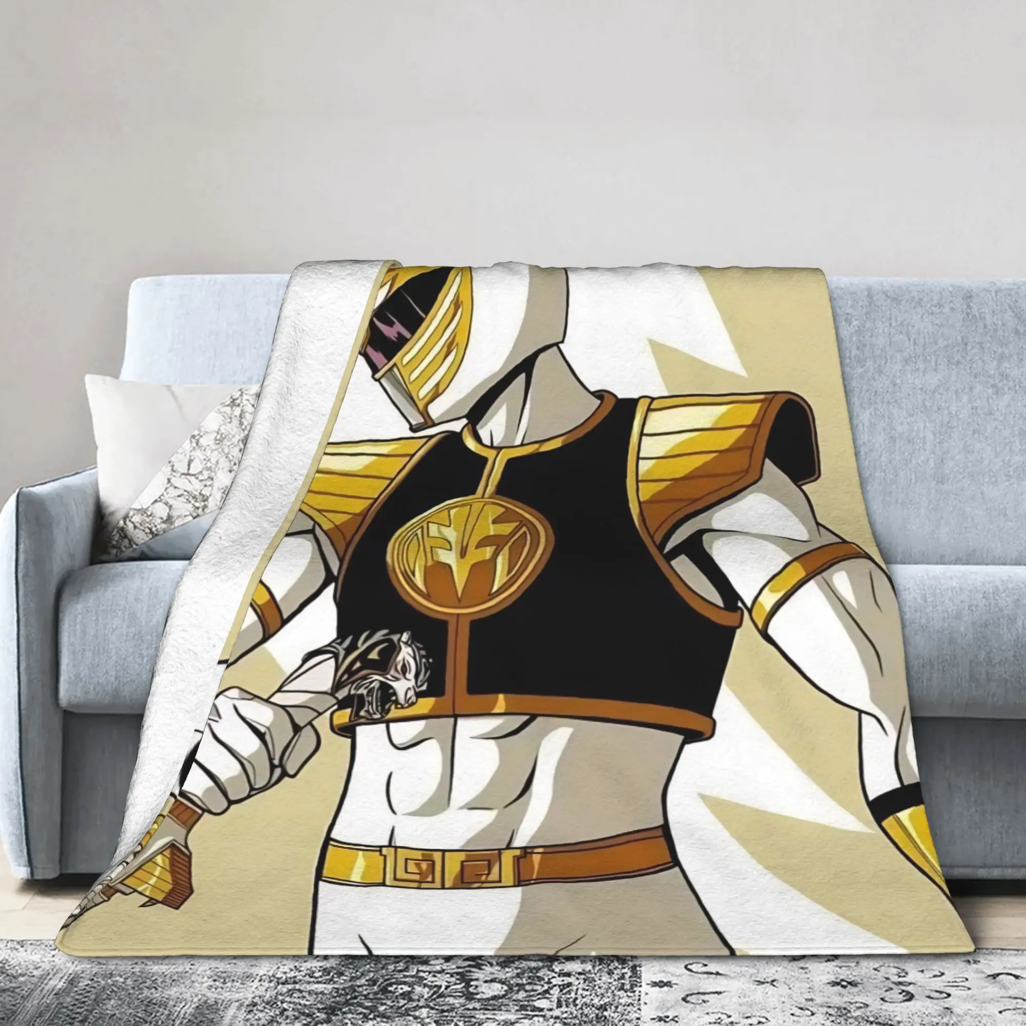White Ranger Knitted Blankets Power R-Ranger  Fuzzy Throw Blankets Summer Air Conditioning Printed Soft Warm Bedspreads