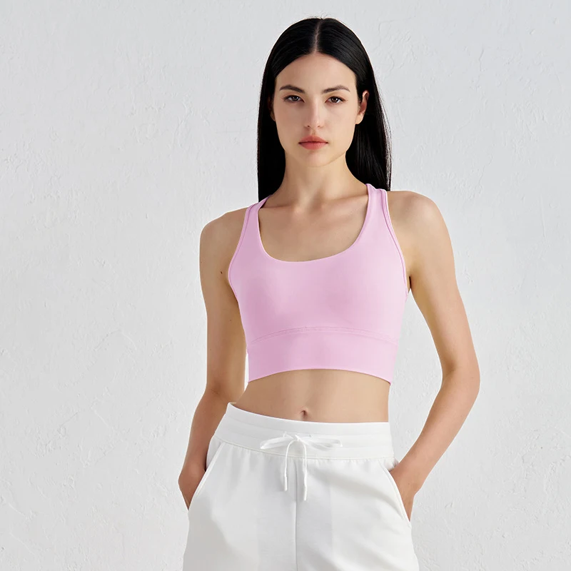 SOISOU Nylon Yoga Backless Crop Top Bra For Women Gym Sport U Neck Bra Chest Pad Removable Elastic Tight Breathable Top Women image 3