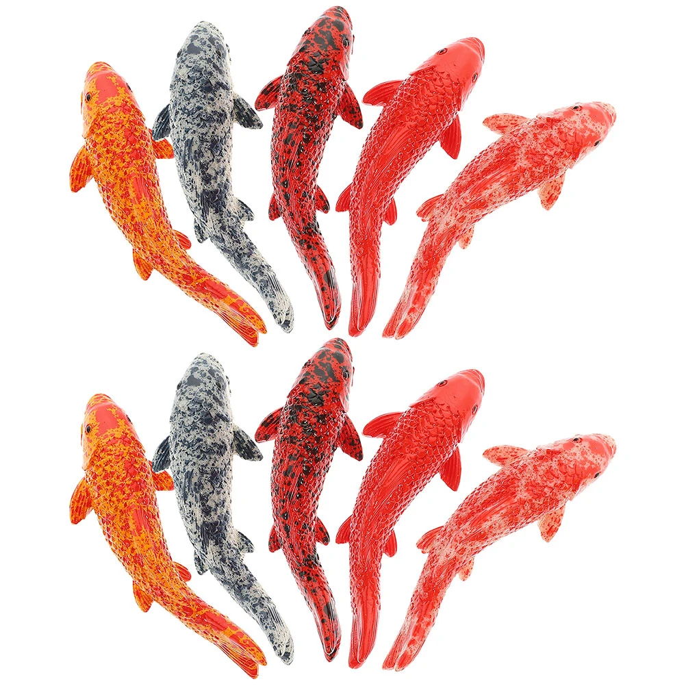

10pcs Realistic Koi Fish Decorations Miniature Aquarium Figurines For Desk Terrarium Resin Fake Fish Models Tiny Carp Ornaments