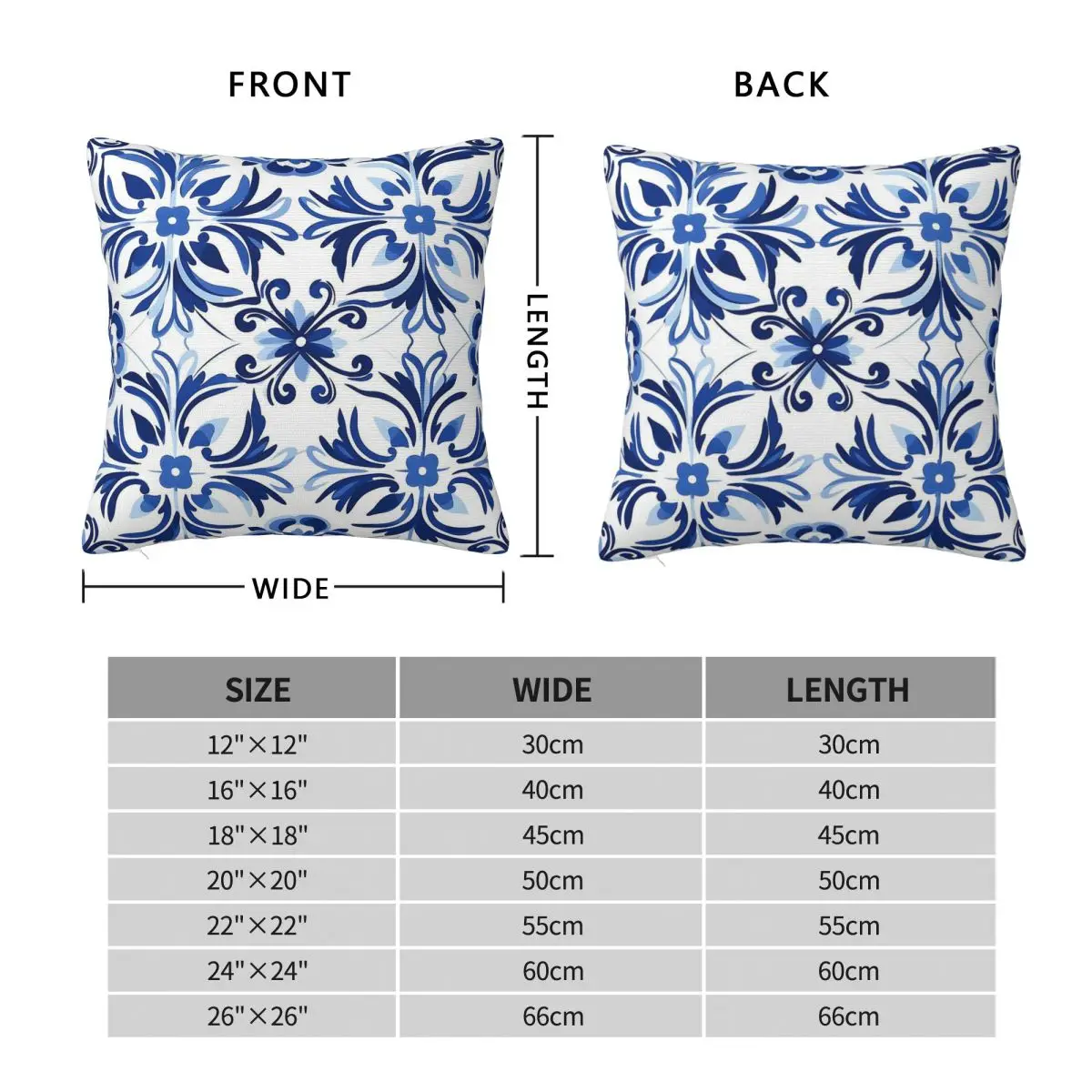 Azulejos Portuguese Blue Tile Square Pillowcase Polyester Linen Velvet Pattern Decor Pillow Case Home Cushion Wholesale 18