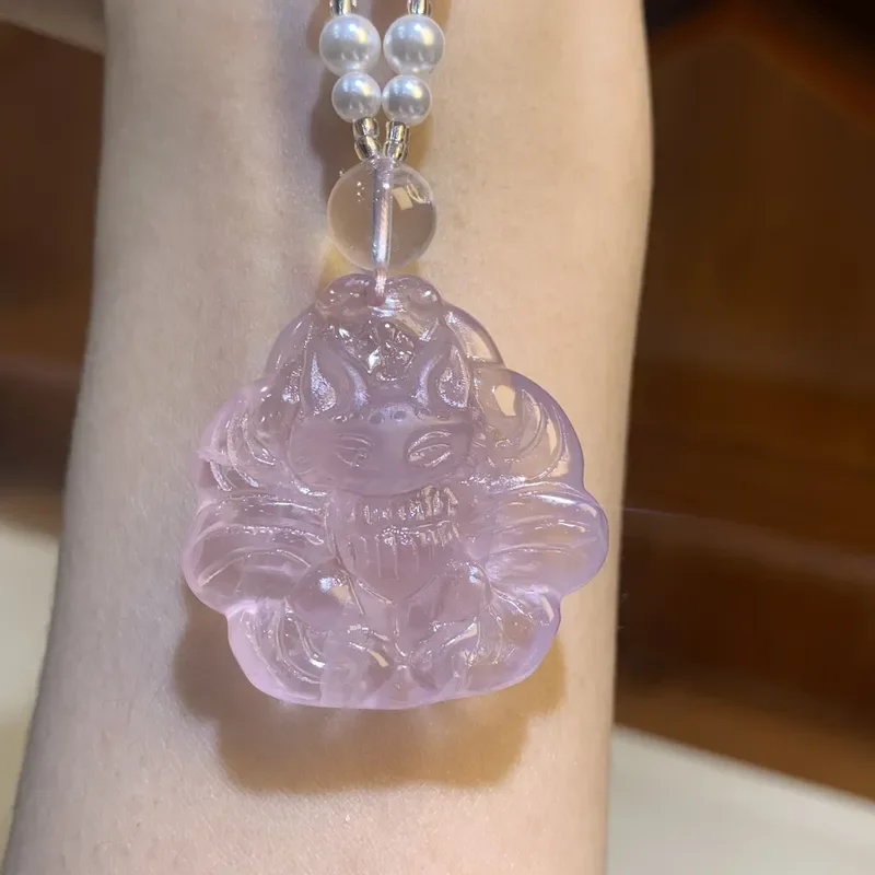 Crystal Fox Nine-tailed Fox Pendant DIY Beauty Fox Crystal Pendant Accessories Mozambique Powder
