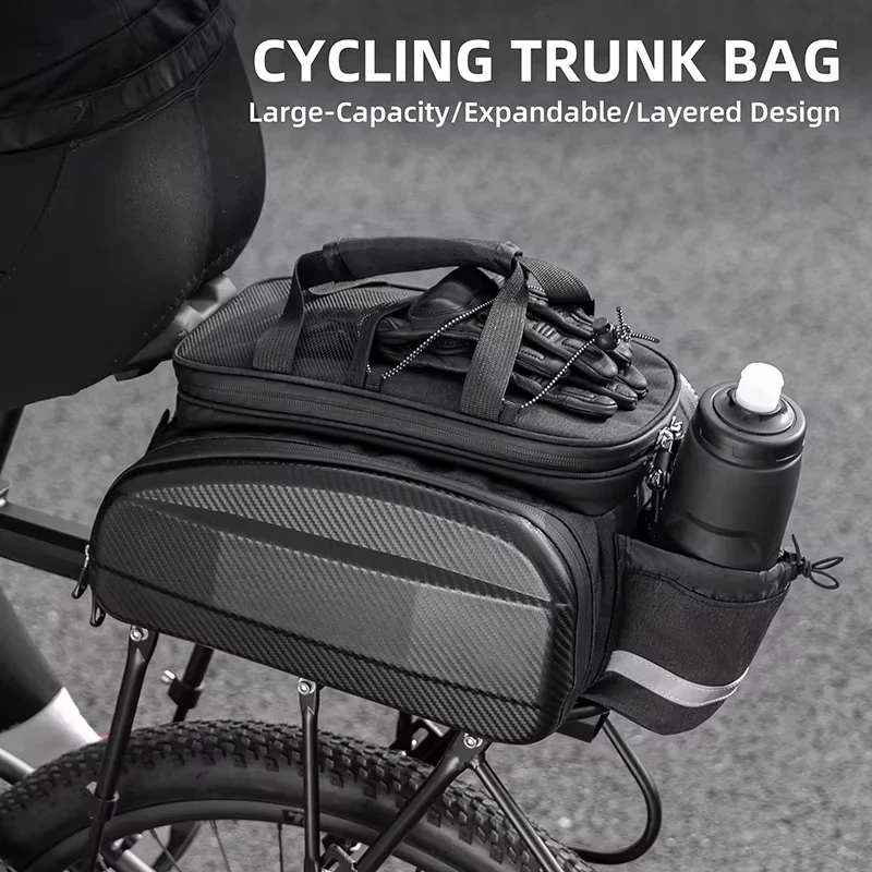 2026 Hard Shell Large Capacity Rear Seat Bag Bicycle Cycling Trunk Pannier MTB Road Bike Expandable Rear Rack Bag New Design