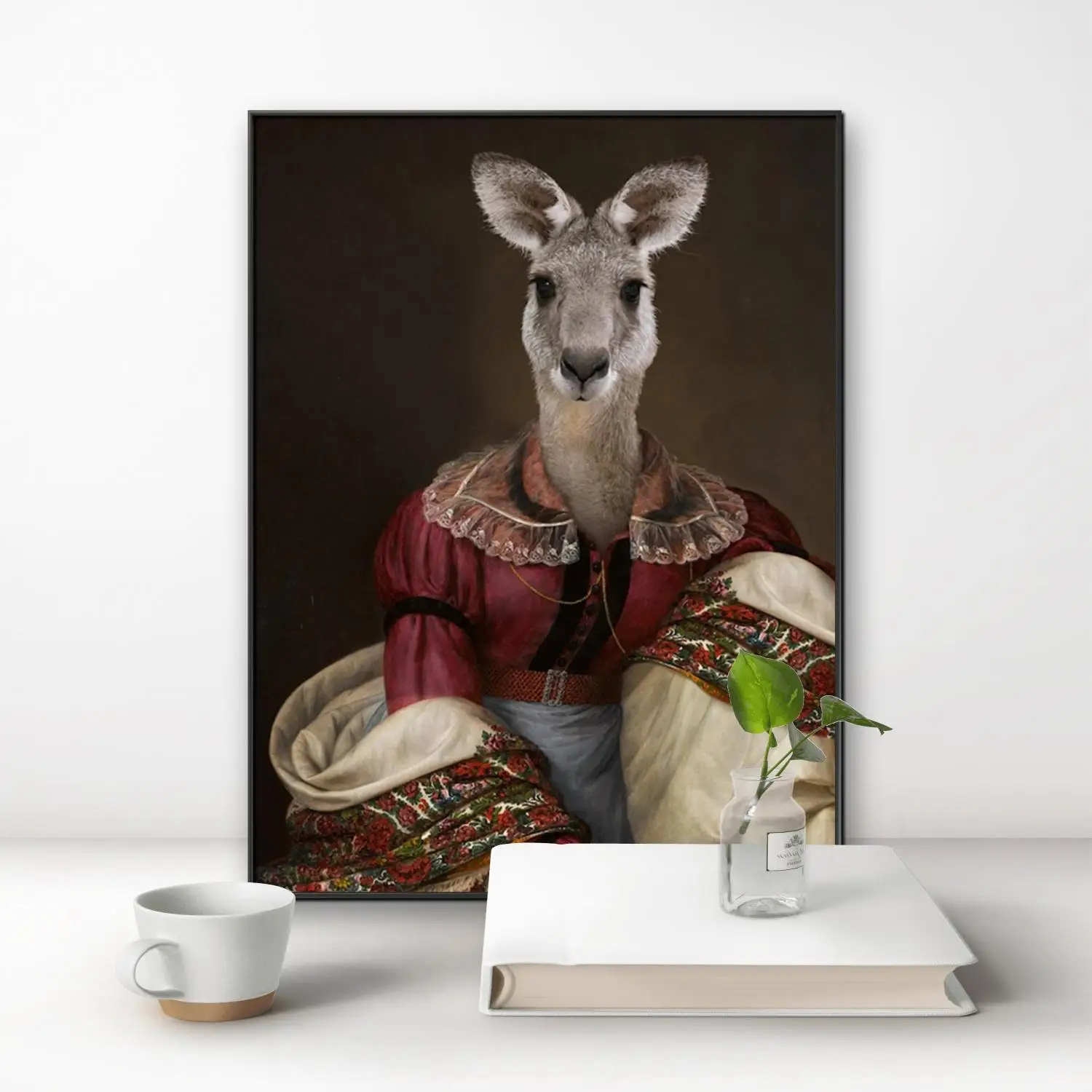 Renaissance Animal DIY Diamond Painting Altered Art Kangaroo 5D Diamond Embroidery Victorian Animal Room Wall Home Decor