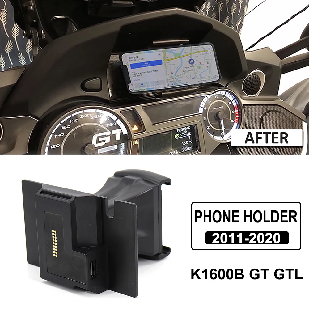 

2011-2020 2019 2018 2017 For BMW K1600B K1600GT K1600GTL Motorcycle GPS Phone Navigation Bracket USB Charger Holder Mount Stand