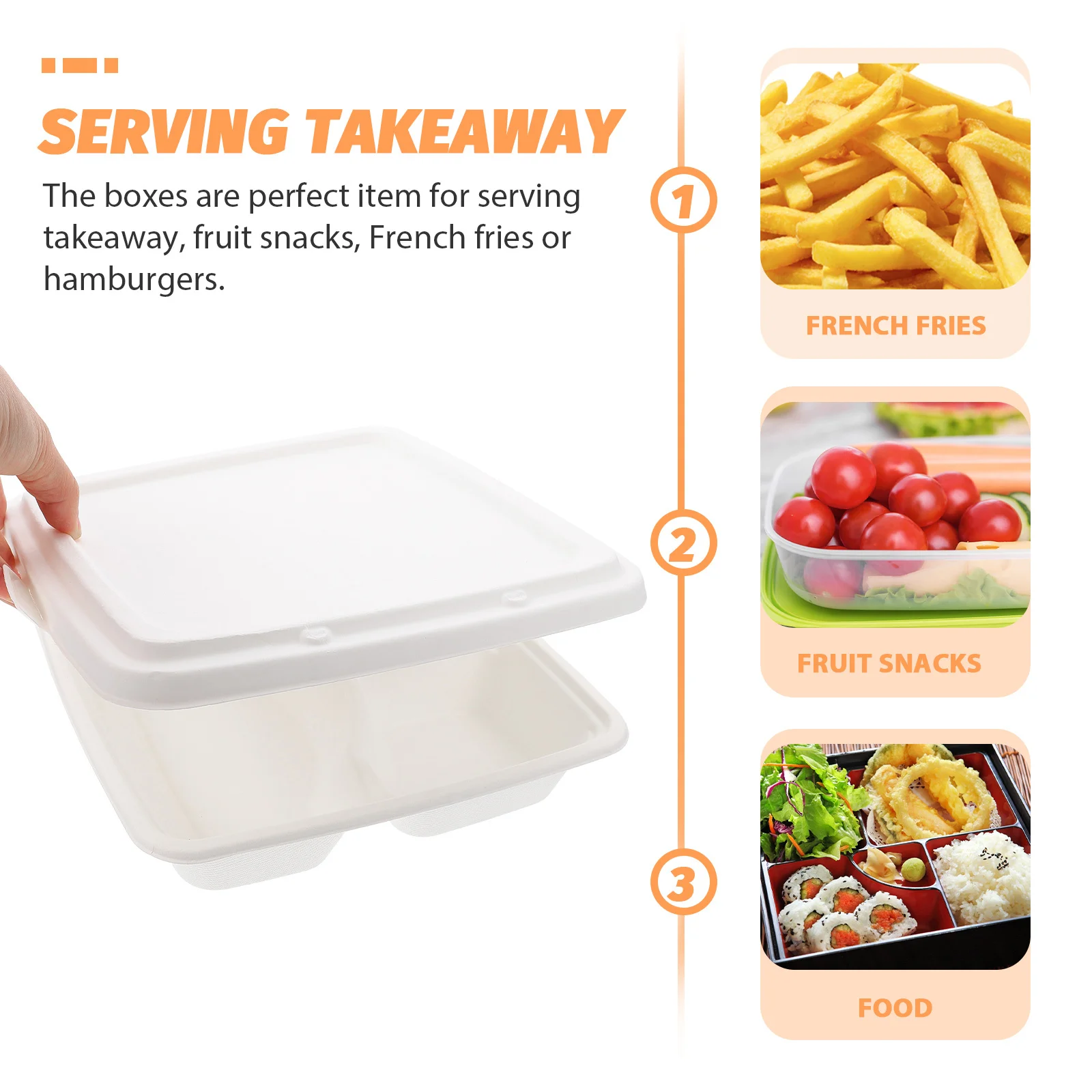 

10Pcs Disposable Paper Food Containers Lightweight Divided to Go Boxes Takeout Food Packaging Containers