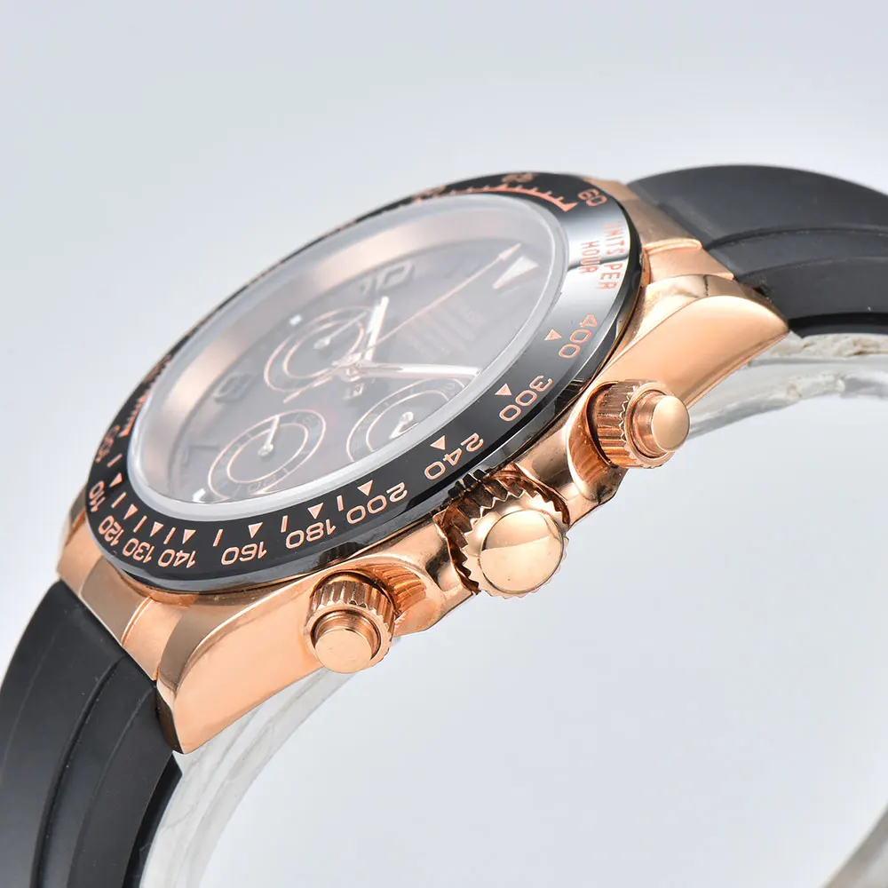 VK63 Orologi 39,3 mm Perla conchiglia Texture Orologio da uomo 6 lancette Cronografo Funzione Vetro zaffiro Resistente all'acqua 10 ATM