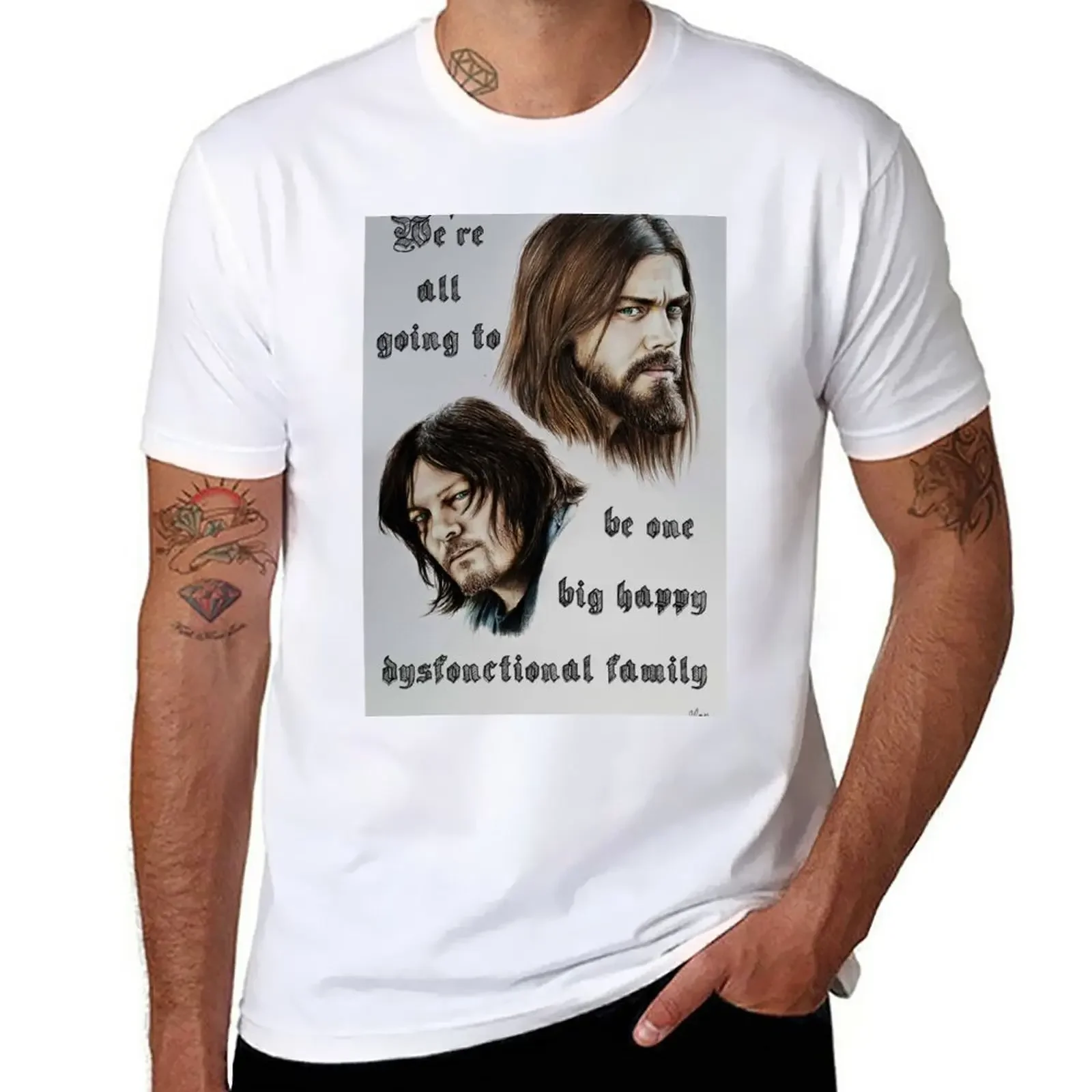 Daryl and Jesus T-Shirt customs animal prinfor boys summer top men workout shirt