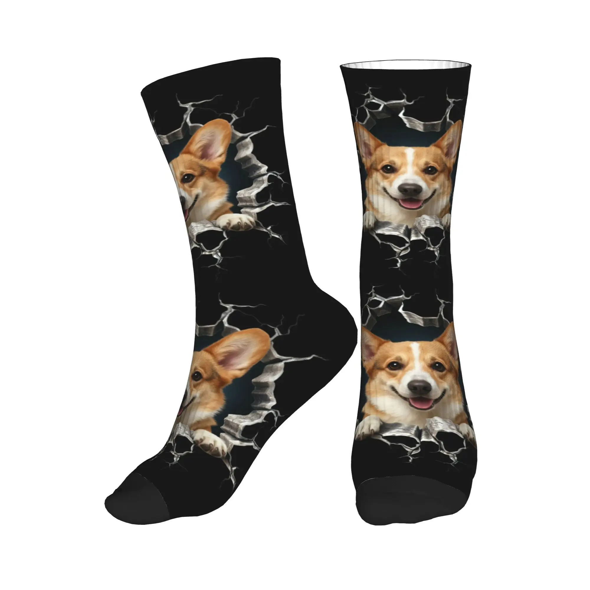 

Носки Breaking Through Pembroke Welsh Corgi Dress Socks для мужчин и женщин, теплые модные носки для любителей собак