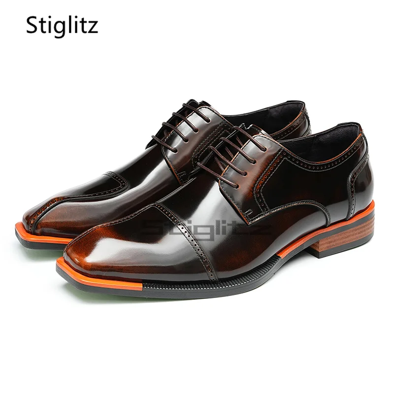 Oxford Dress Shoes Men Genuine Cow Leather Handmade Social Shoes Lace Up British Elegant Male Wedding Formal Italian Shoes