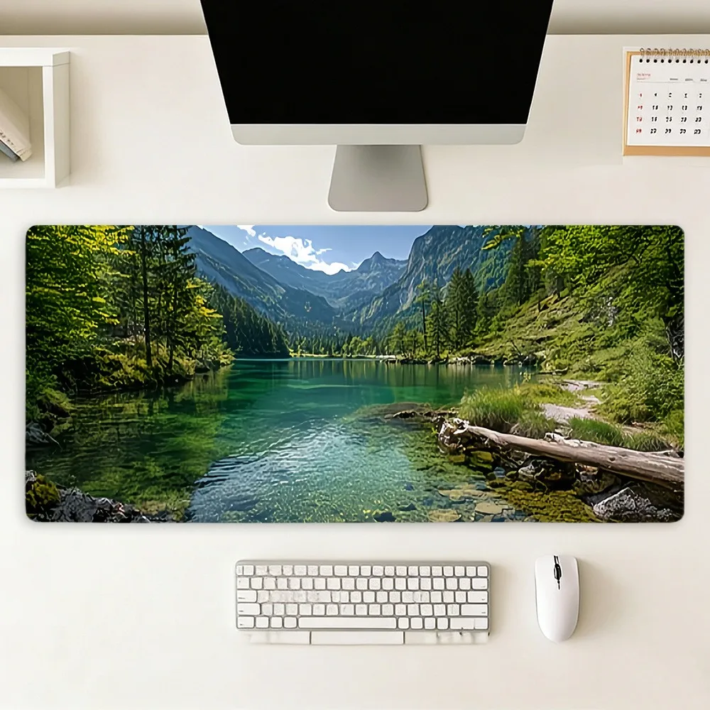 Fresh and soothing natural landscapes featuring mountains,waters,forests and springs alfombrilla para escritorio manguitos gamer