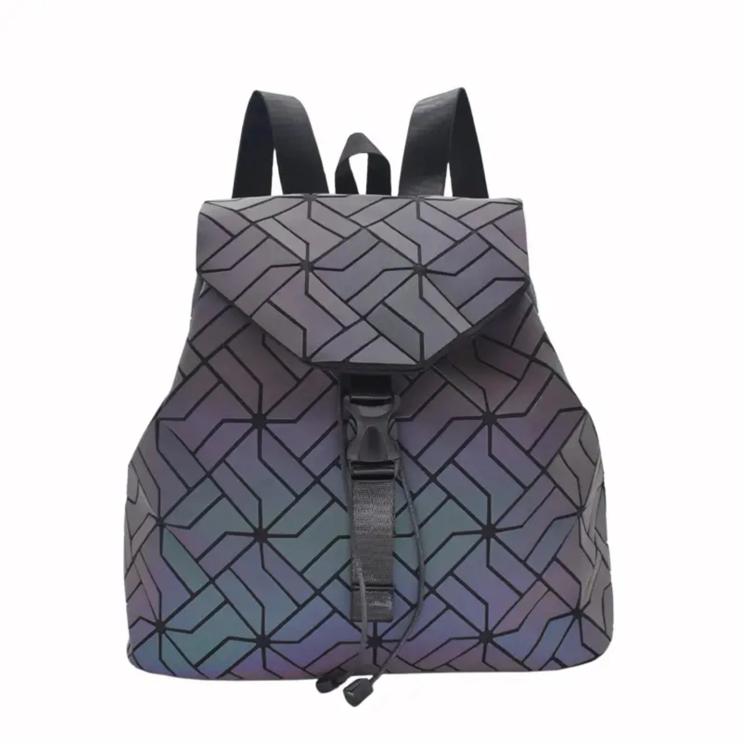 Stylish, luminous geometric foldable backpack for fashionable students. Ideal travel bag for trendy women who value convenience