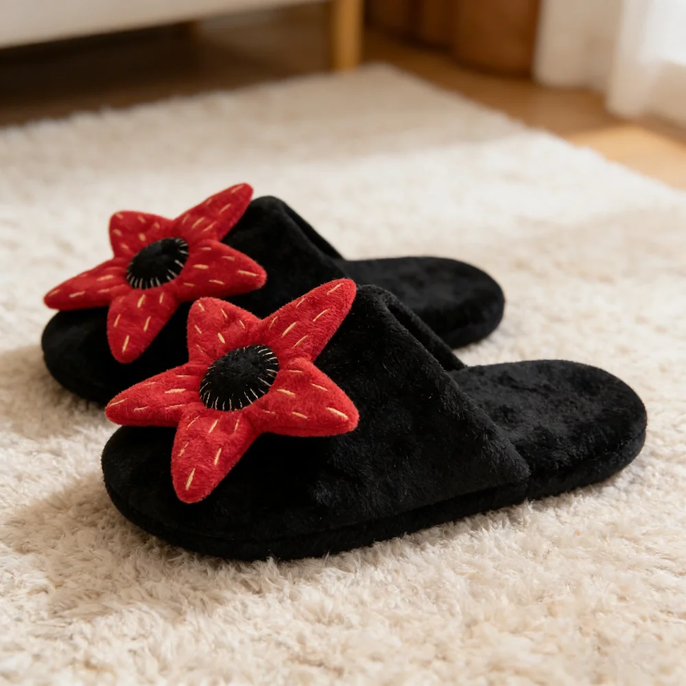 جديد غريب شيء نعال قماش الكرتون الرعب زهرة حمراء محشوة أحذية النساء الرجال داخلي شبشب منزل المشجعين هدايا عيد الميلاد #2