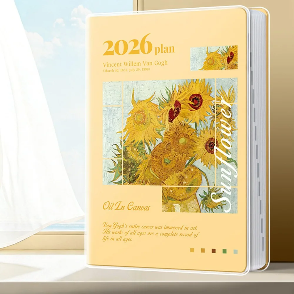 Oil Painting 2026 A5 Notebooks Portable Thick Pages Daily Planner Time Efficiency Manual To Do List Notepad