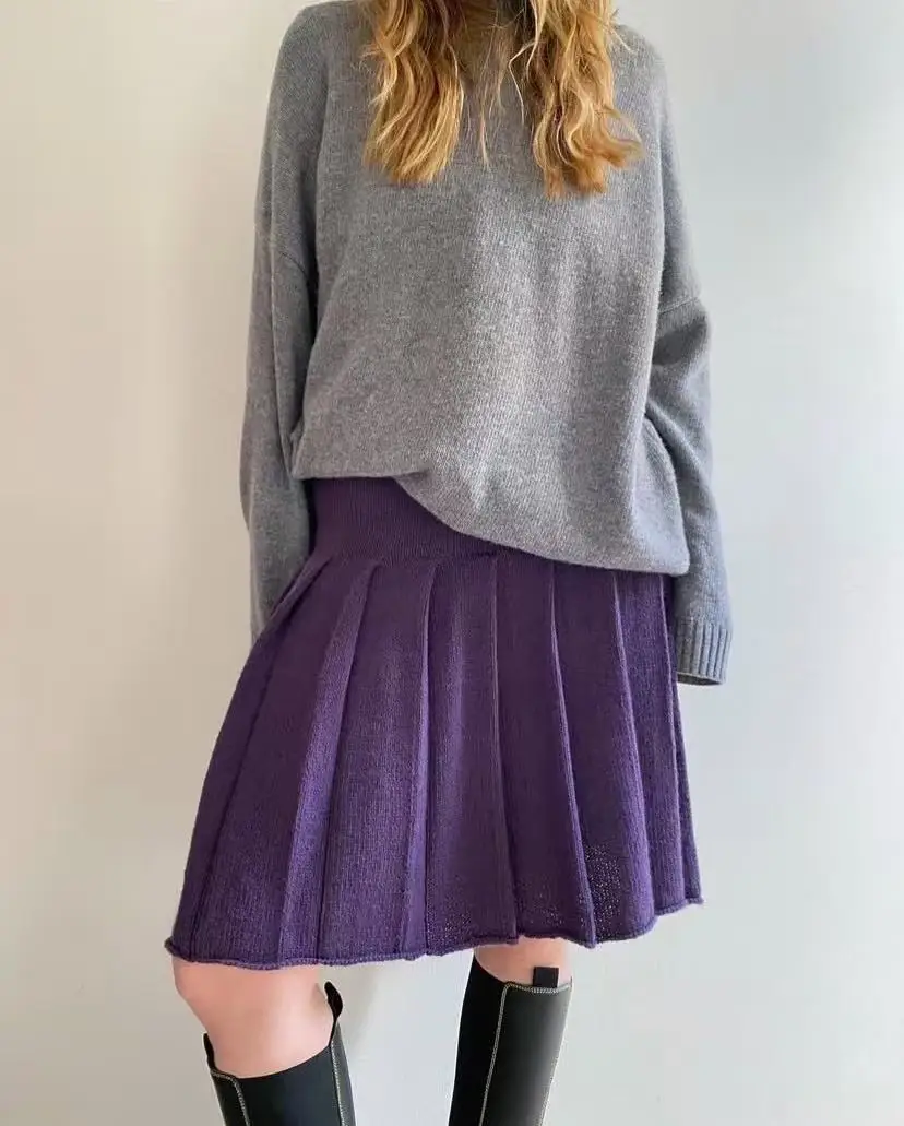 High waisted slimming versatile temperament retro pleated skirt for women, fashionable small stature, A-line Korean version view 5