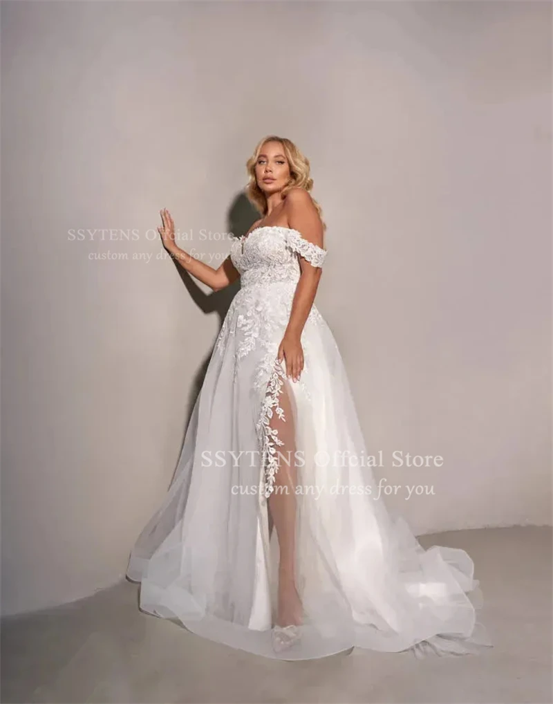 SSYTENS A-line Appliques Abiti da sposa Sweetheart Tulle con spalle scoperte Abito da sposa Donna Abiti da sposa Robe De Mairee Personalizzato