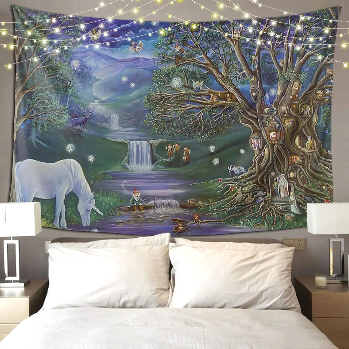 

Fairy Tree Tapestry Hippie Wall Hanging Aesthetic Home Decoration Tapestries for Living Room Bedroom Dorm Room