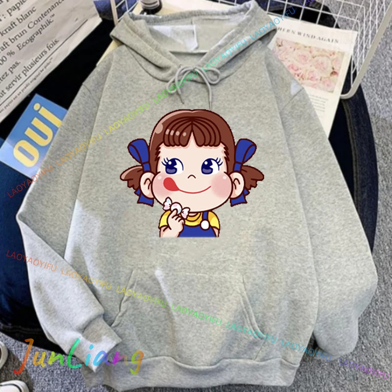 Kawaii جديد في هوديس وبلوزات موضة ملابس الشارع الشهير الشرير ريترو الحليب Peko-chan المرأة هوديي Harajuku Y2k الملابس الملابس #4