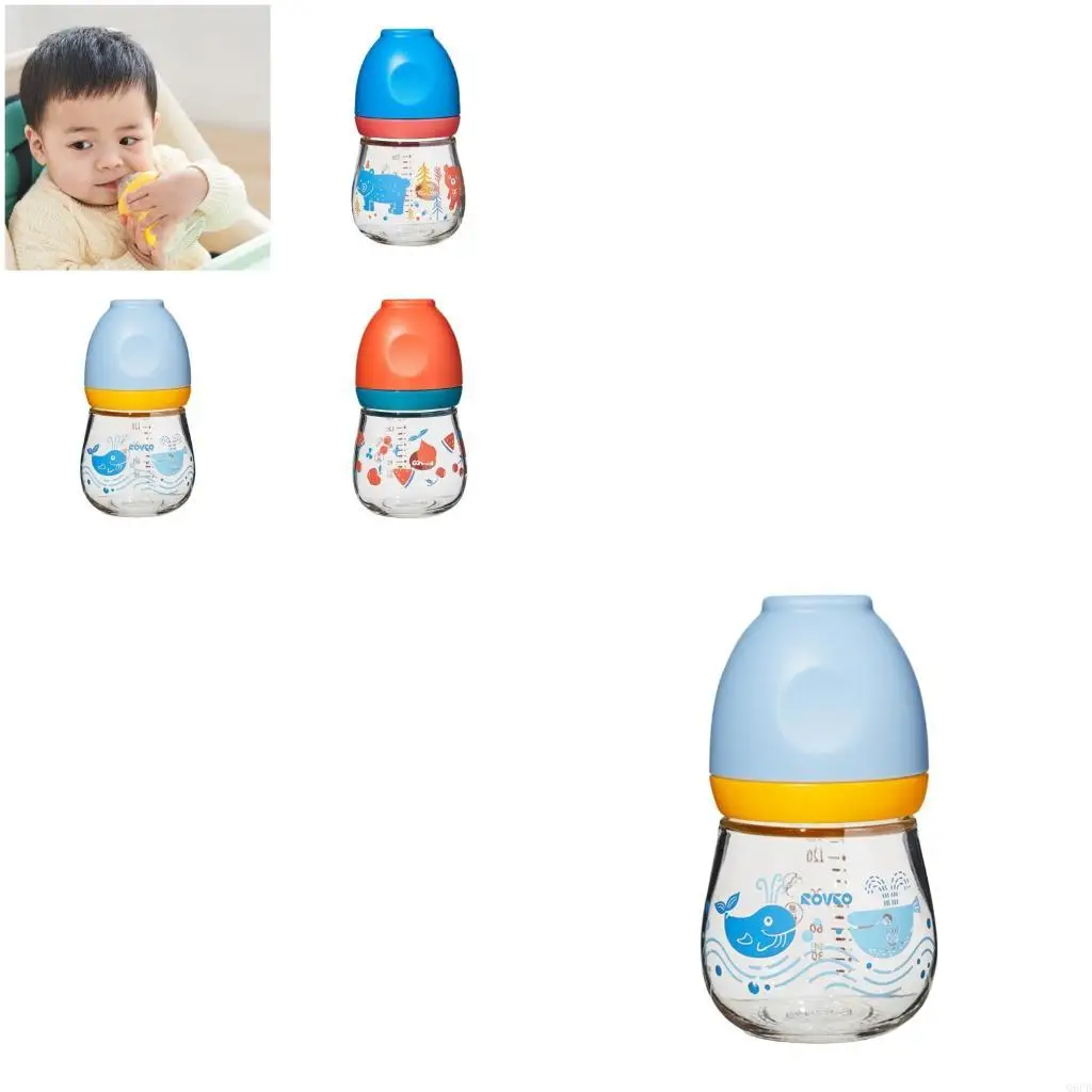 

Newborns Glass Baby Bottle 150ml Wide Neck Design Heat Resistant Anti Colic Nipple Safe for Infants Feeding Daily