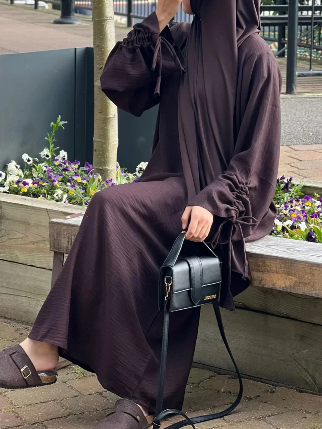 Eid Modest Dress for Women Abaya Lace-up Sleeve Morocco Party Dresses Ramadan Vestidos Largos Kaftan Islam Dubai Arab Long Robe