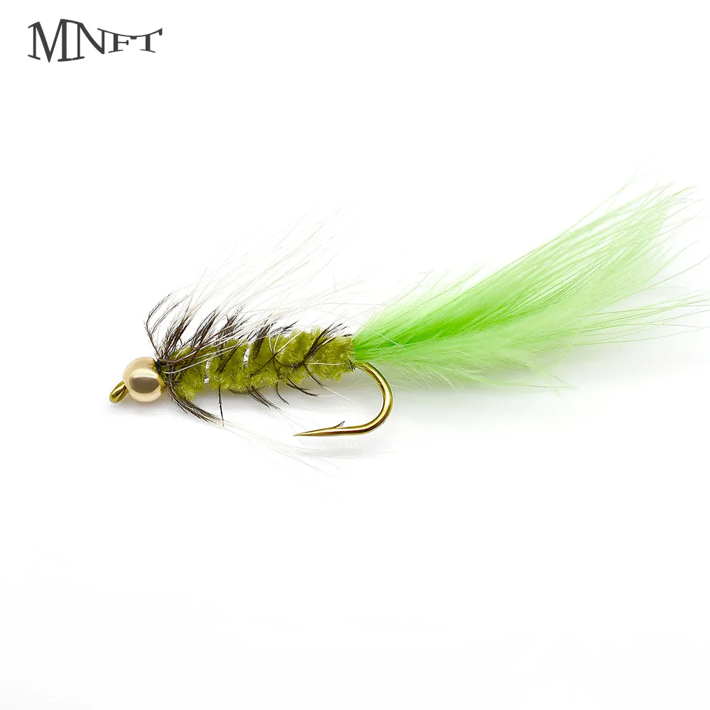 MNFT 10Pcs Goldhead Trout Fishing Flies Lures 10# Barbed Hooks - Bead Head Fishing Fly