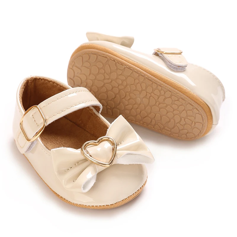 Fashionable bow baby leather shoes French sweet baby walking shoes