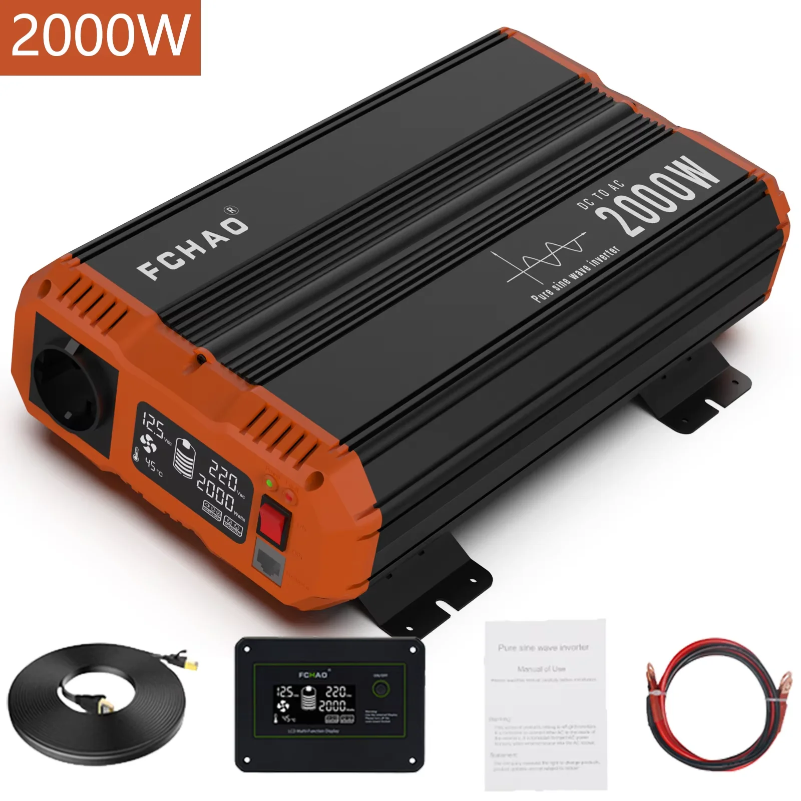 Pure Sine Wave Inverter 12V 24V To 220V 240V LCD Display Auto Accessories Power Converter For Home Camping And RV