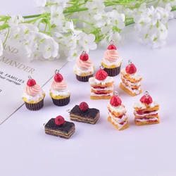 10pcs/pack Fashion Strawberry Cake Charms Pendant For Earring Necklace Jewelry Making Craft DIY