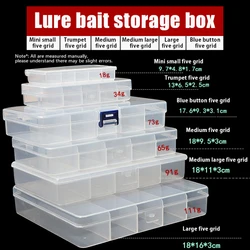 5-Compartment Fishing Lure Box – Clear Plastic Tackle Organizer for Hooks, Frogs & Soft Baits