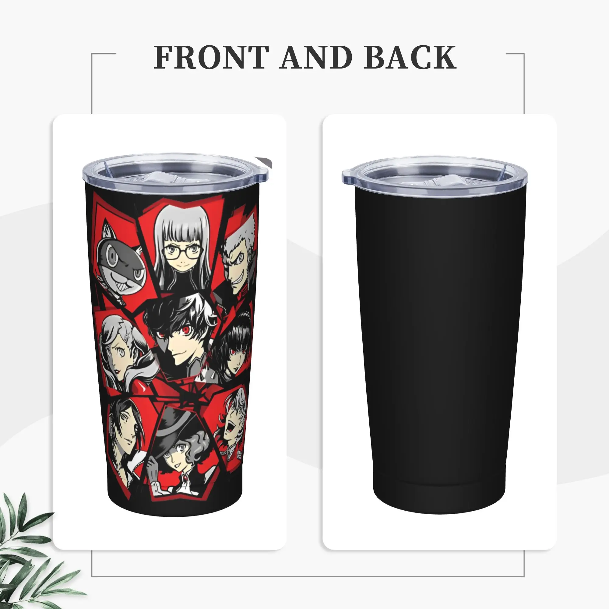 Monaa Personase Insulated Tumbler with Straws Lid Video Game Vacuum Thermal Mug Outdoor Travel Water Bottle Cups, 20oz