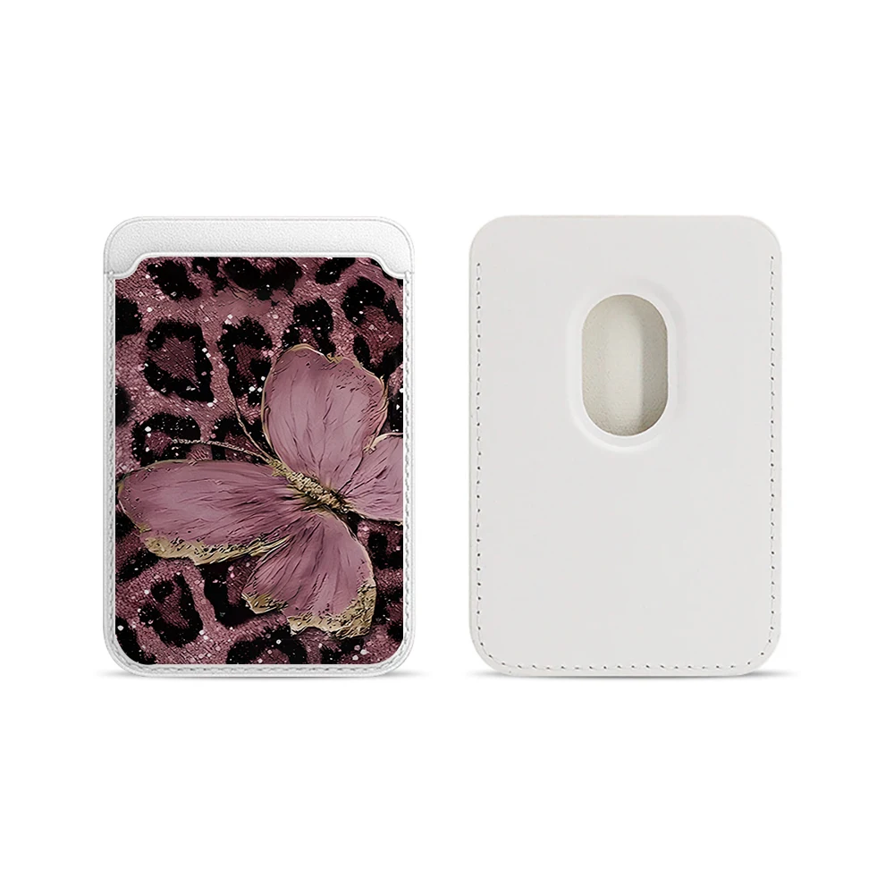 Leoparden-Schmetterling Leder-Kartenetui Handyhülle Kartenhalter für Magnetische Hülle Geeignet für alle iPhones mit Magsafe-Kartenfunktion – Detail 5