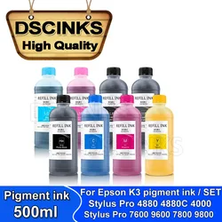 8 color 500ml K3 pigment ink for Epson Stylus Pro 4880 4880C 4000 7600 9600 7800 9800 printer pigment ink