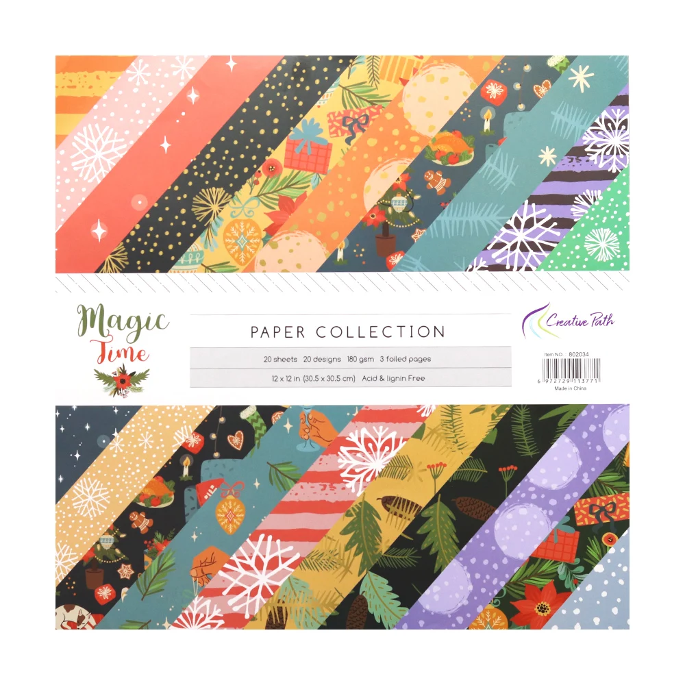 The Creative Path 12 Inch Scrapbooking Paper 20 Sheets Craft Background Decorative Pattern Designer Pack DIY 305x305mm Acid Free