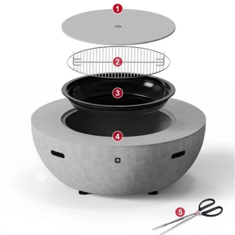 42.5 Inches 108cm Large Metal  Firepit Outdoor  Fire Bowl SS304 BBQ Grill Multifunction Smokeless Round  Table Garden  Fire Pits