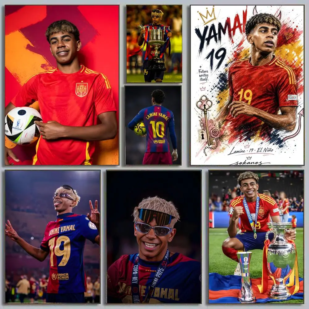 Lamine Yamal La Masia Gem Spain Wonderkid Painting Calligraphy Eco-friendly wall decor Vintage Office frameless