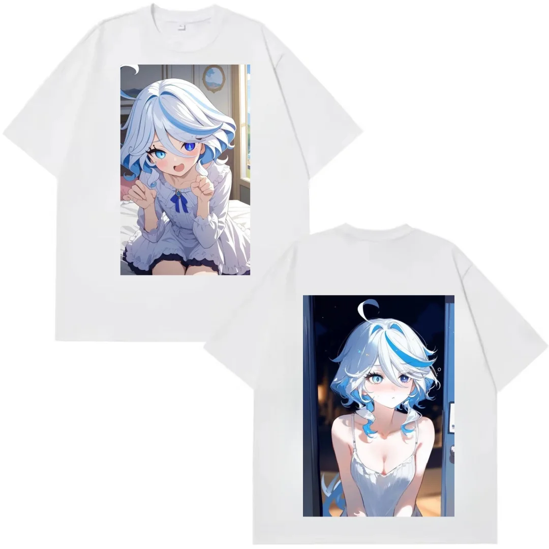 

New Genshin Impact Cartoon Fashion Print Men's T-shirt Harajuku Men's Women's Short Sleeve Casual Cotton Sweatshirt