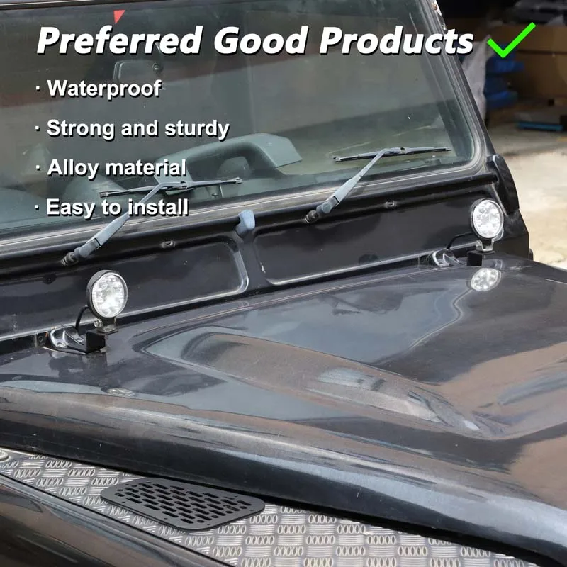 

Carbon Steel Black for Land Rover Defender 90 110 130 2004-2018 Car Led Light Bracket Searchlight Holder Car Accessories