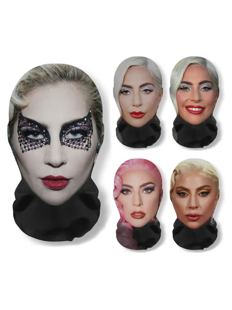 Masque drôle imprimé en 3D, Cosplay Pop Singer Lady gaga, masques complets en maille élastique respirante, cagoule, couvre-chef, accessoires pour fans