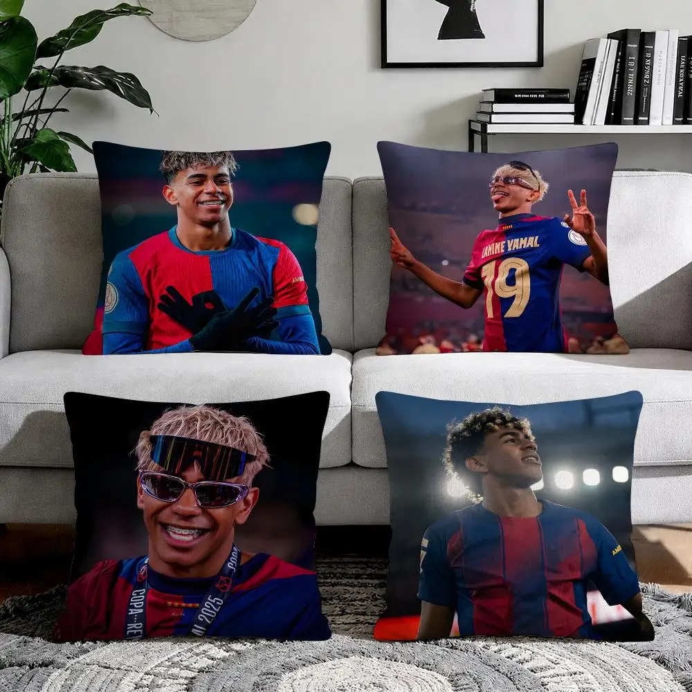 Football L-Lamine Yamal Skillful Cushion Cover Organic Natural Linen Pillowcase with Double Sided Print for Sofa Home Decor Gift