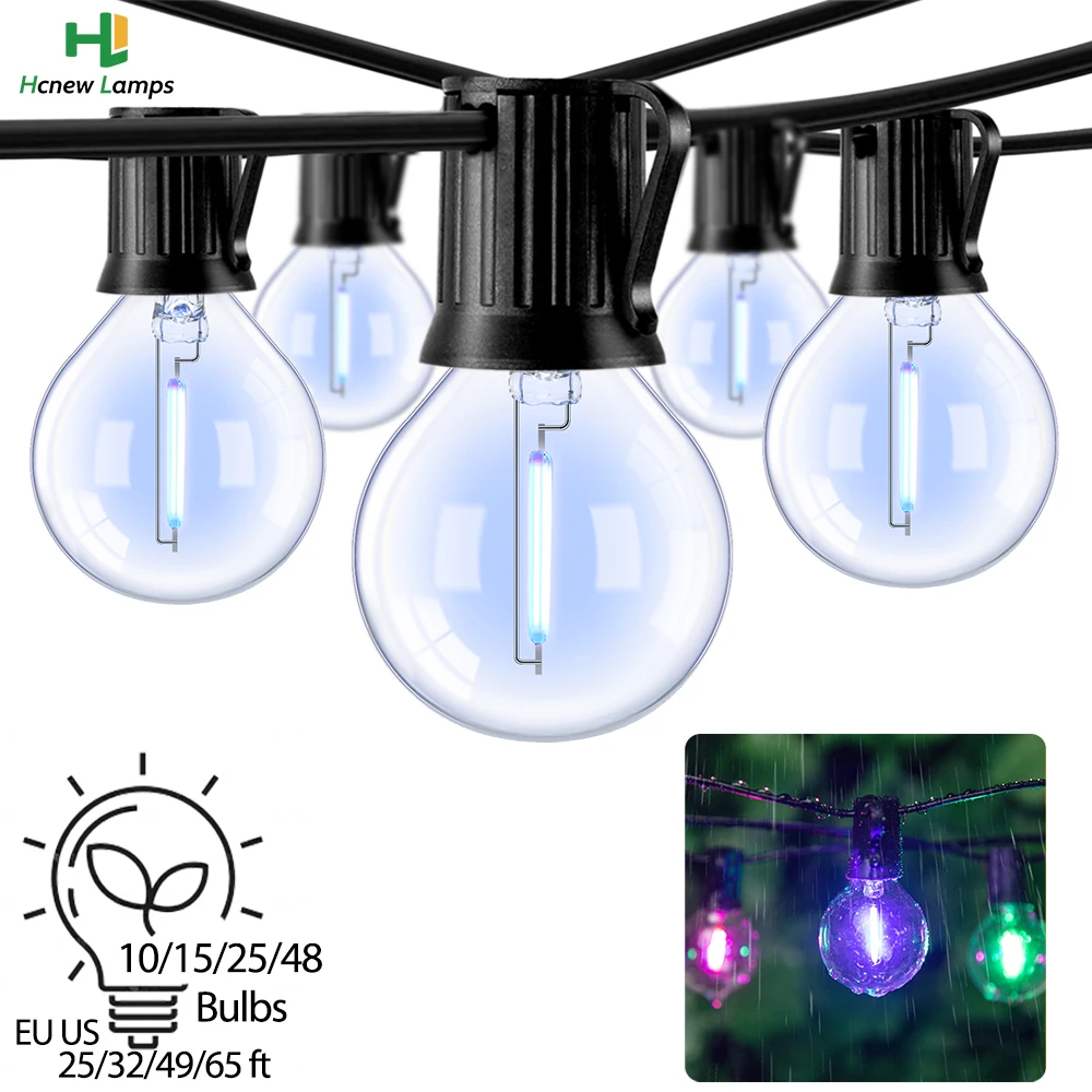 guirlanda de luz de corda ao ar livre lampada led g40 eu plug e12 impermeavel conectado home patio decor corrente suspensa 01