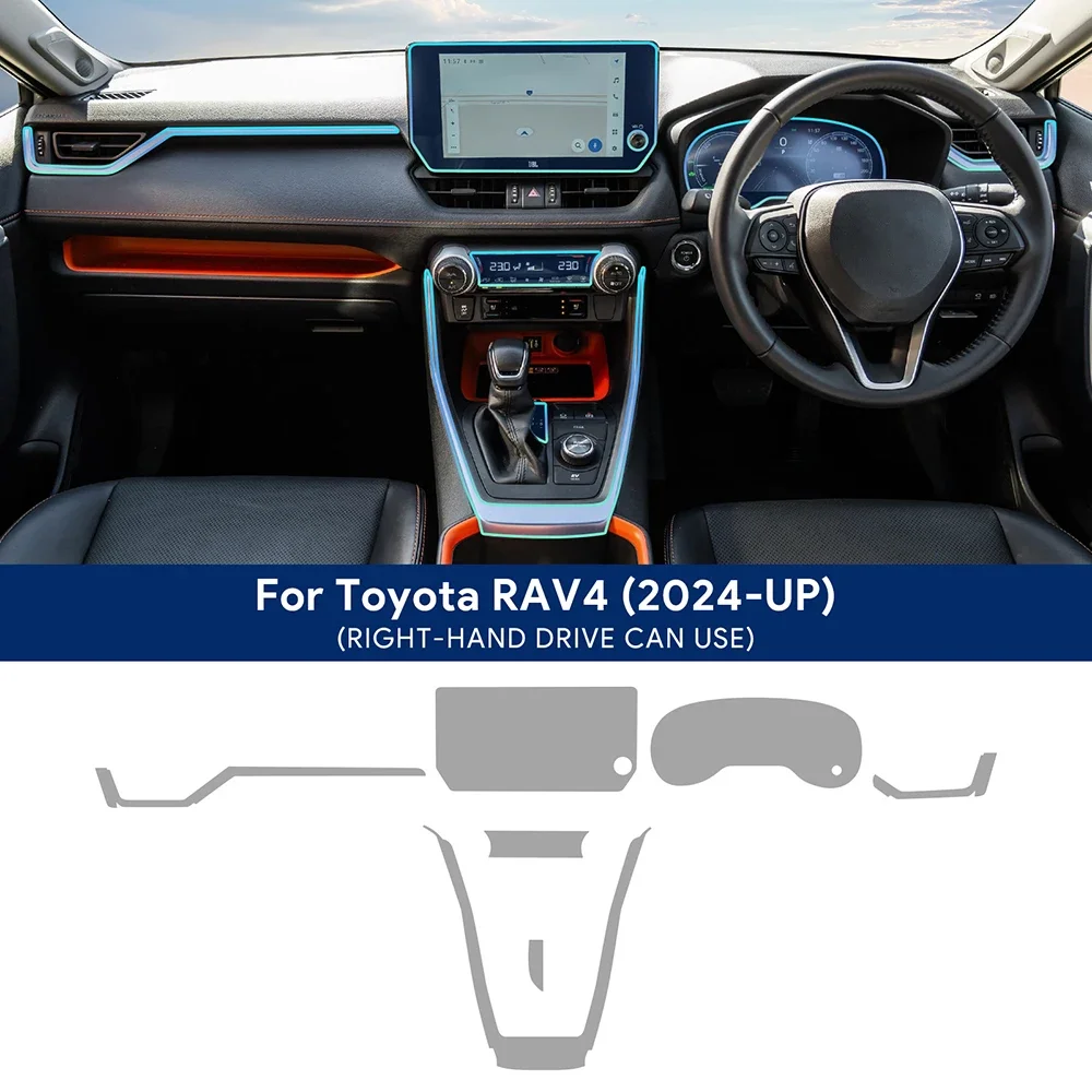 Transparent TPU Protective Film Anti-scratch Repair Film For TOYOTA RAV4 2024 2025 Car Interior Center Console Accessories Refit
